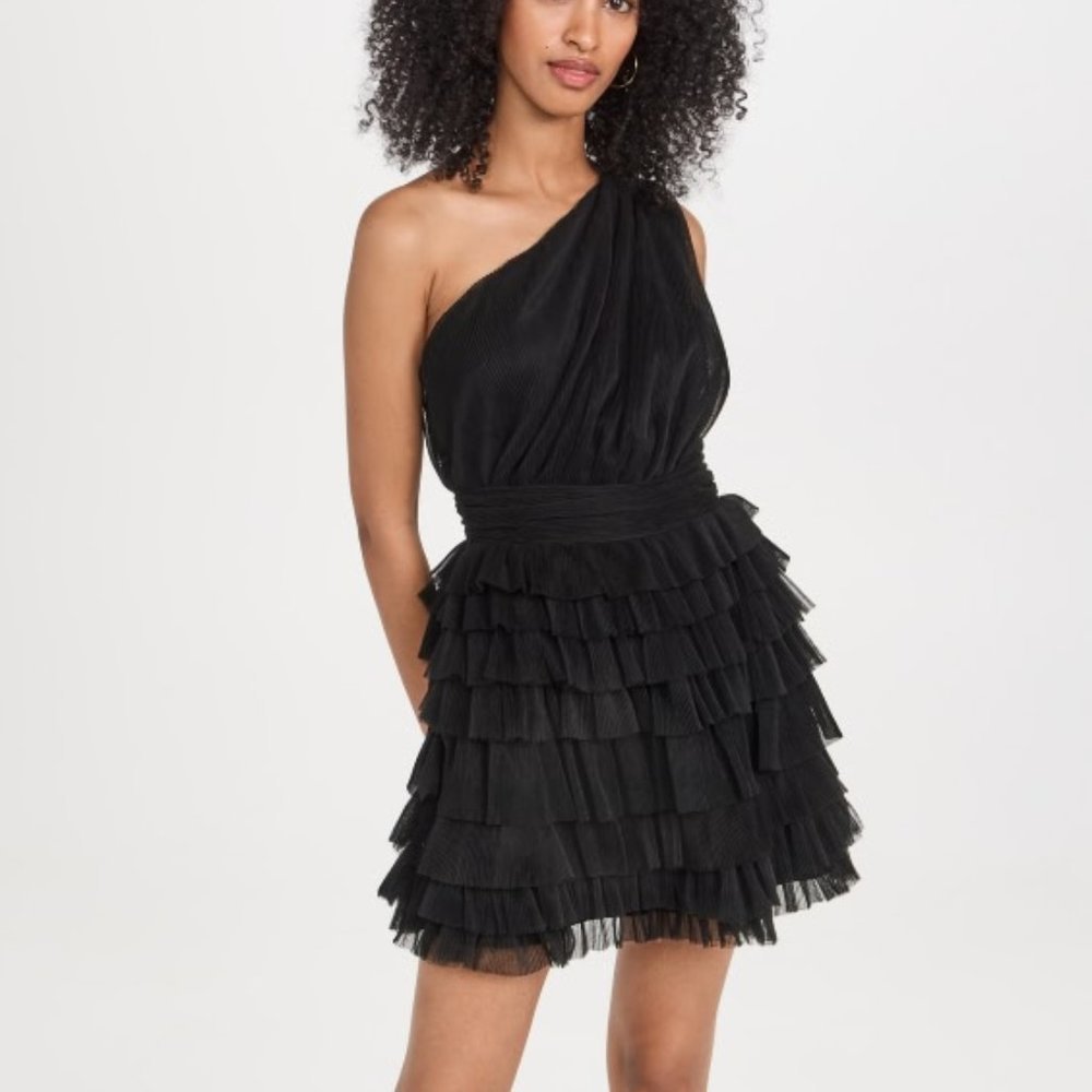 Endless Rose One Shoulder Tiered Tulle Mini Dress Black Size XS